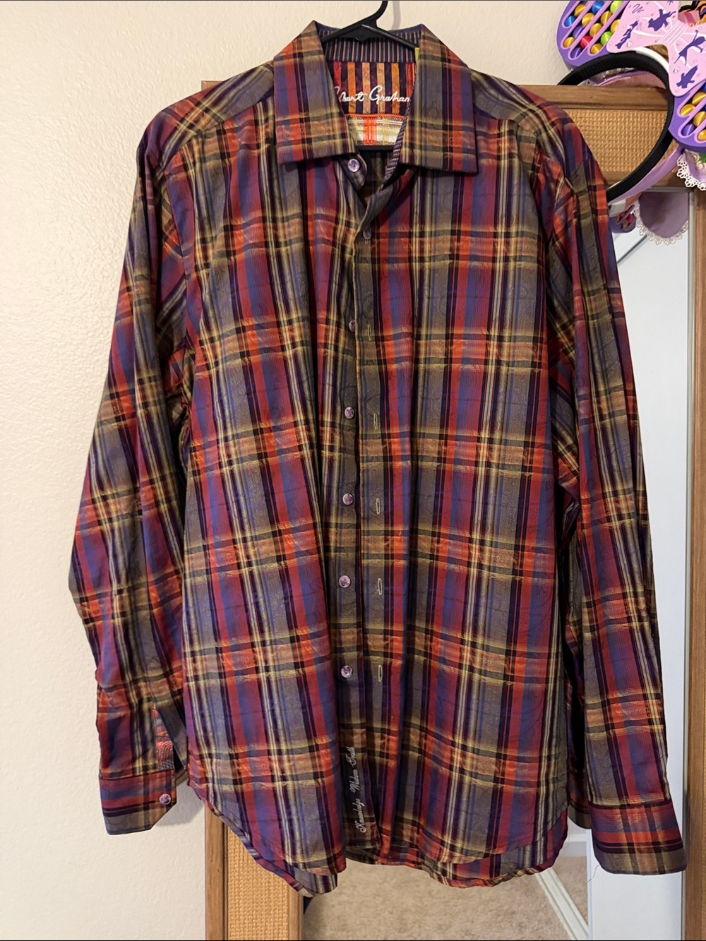 Robert Graham Red, Blue and Yellow Plaid Shirt